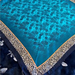 Elegant Blue Floral Scarf